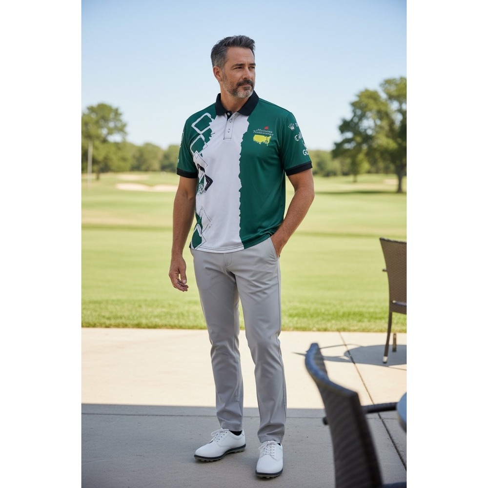 Mens Masters Tournament Golf Polo Shirt Green White XL‎ Rolex Callaway - Picture 2 of 8
